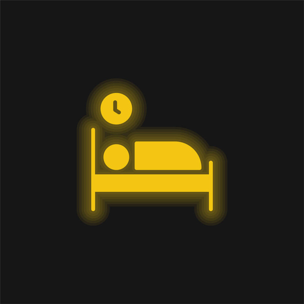 寝室黄色の輝くネオンアイコン - ベクター画像
