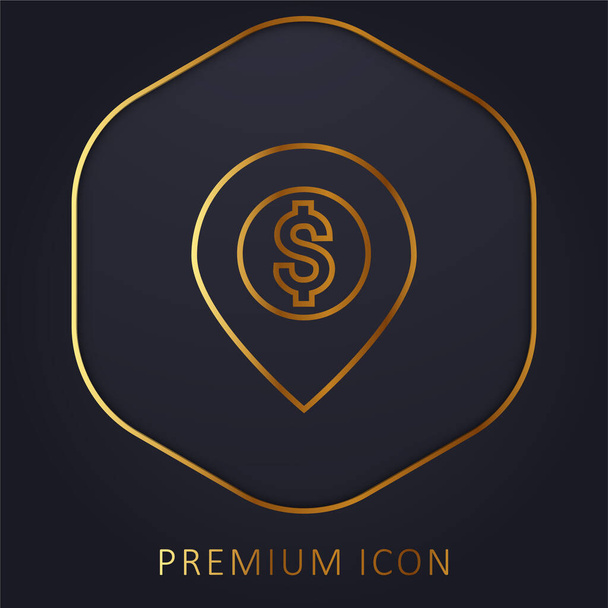 Ubicación del banco línea dorada logotipo premium o icono - Vector, imagen