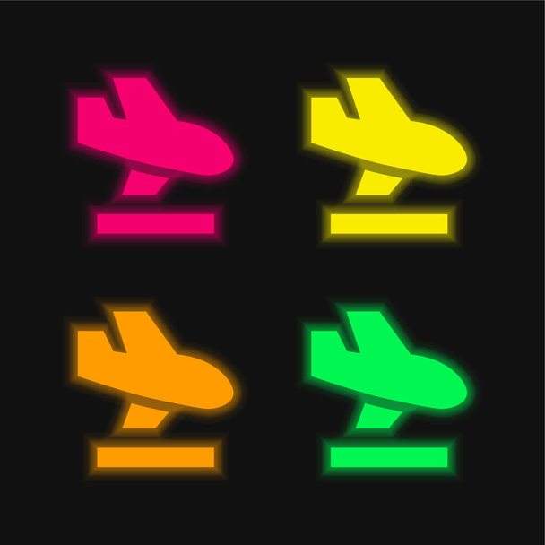 Ankunft vier Farbe leuchtenden Neon-Vektor-Symbol - Vektor, Bild