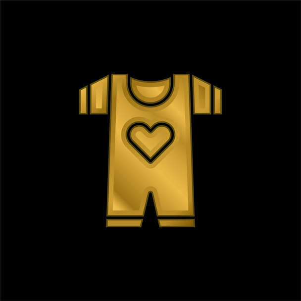 Детская одежда позолоченная металлическая икона или вектор логотипа - Вектор,изображение