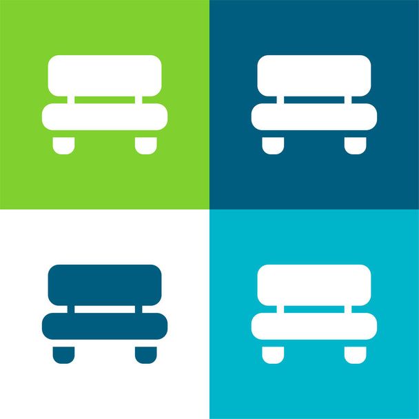 Bench Flat four color minimal icon set - Vector, Image
