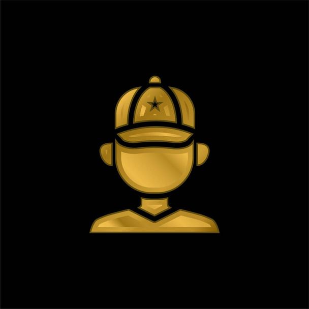 野球選手ゴールドメッキ金属アイコンやロゴベクトル - ベクター画像