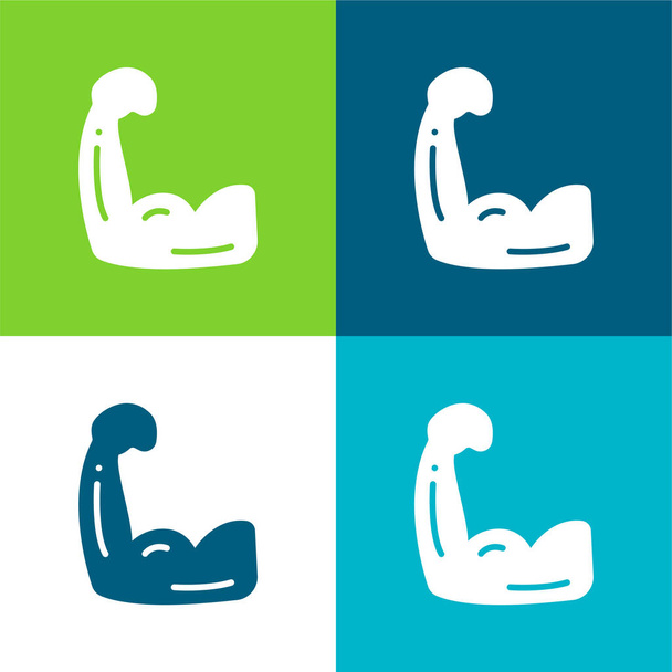 Biceps Lapos négy szín minimális ikon készlet - Vektor, kép