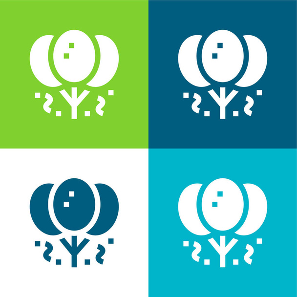Léggömbök Lapos négy szín minimális ikon készlet - Vektor, kép