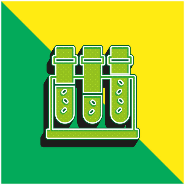 Blood Sample Green and yellow modern 3d vector icon logo - Vector, Image