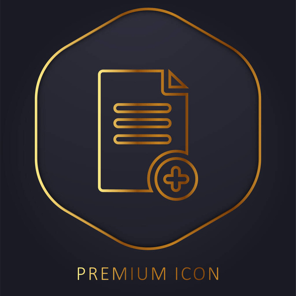 Bestand toevoegen gouden lijn premium logo of pictogram - Vector, afbeelding