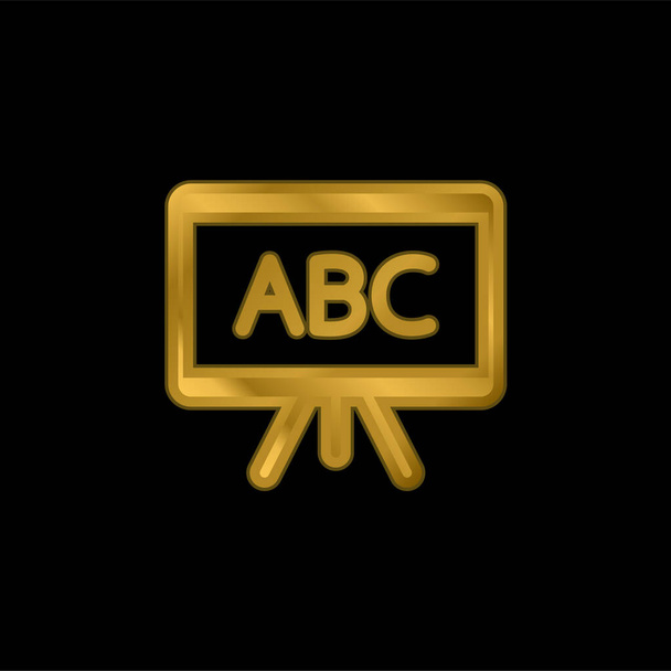 ABC gold plated metalic icon or logo vector - Vector, Image