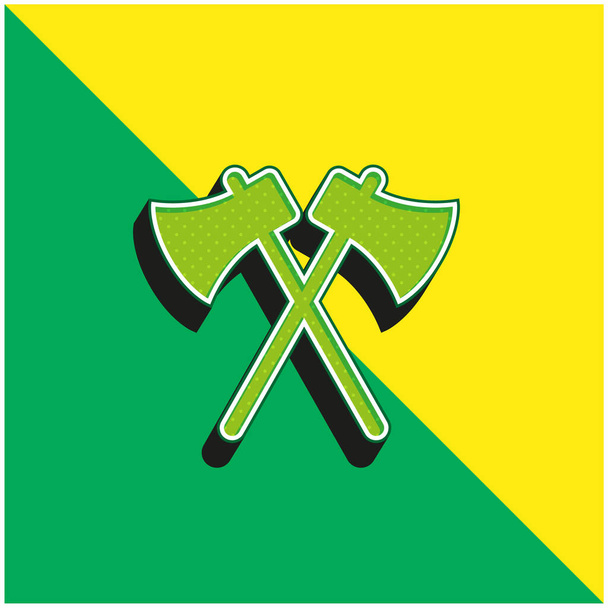 Kirveet Vihreä ja keltainen moderni 3d vektori kuvake logo - Vektori, kuva
