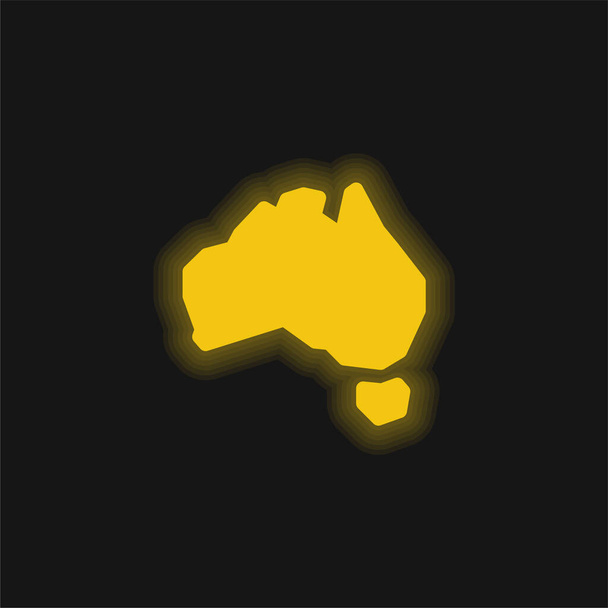 Australia amarillo brillante icono de neón - Vector, imagen