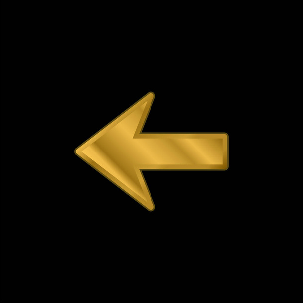 Seta para a silhueta esquerda banhado a ouro ícone metálico ou vetor logotipo - Vetor, Imagem