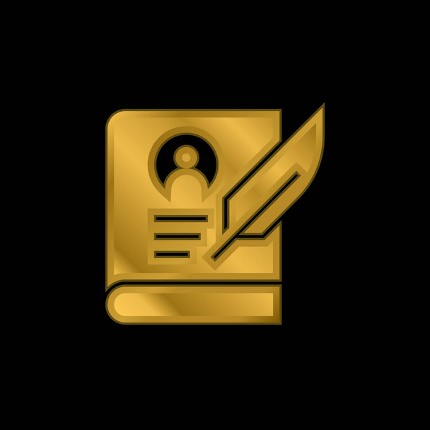 Biografia złocona metaliczna ikona lub wektor logo - Wektor, obraz