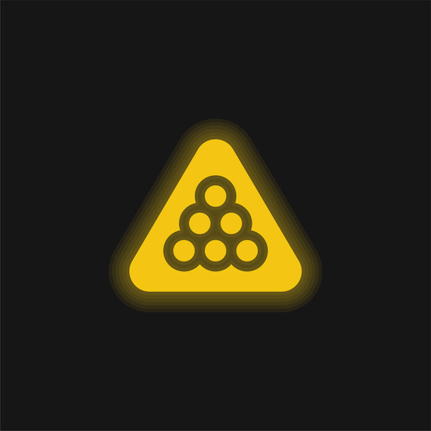 Biliardo giallo incandescente icona al neon - Vettoriali, immagini