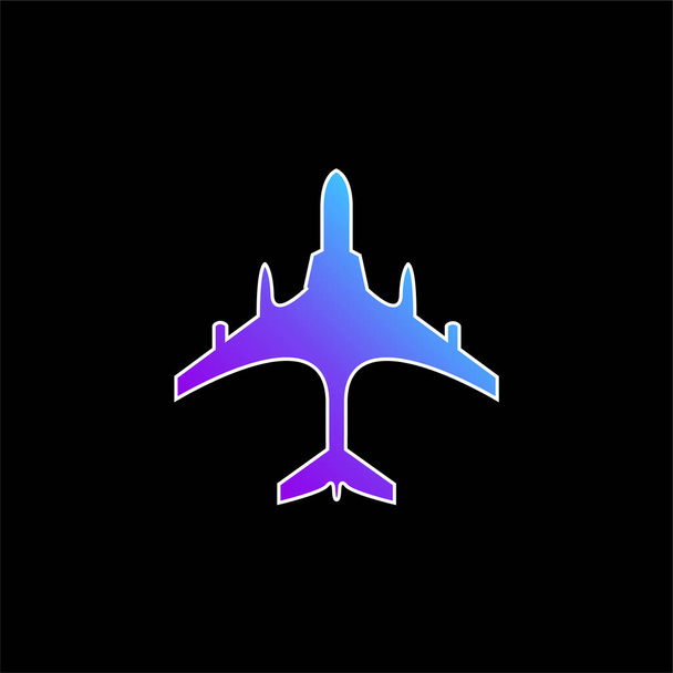 Avião Preto Forma de Top View ícone de vetor gradiente azul - Vetor, Imagem
