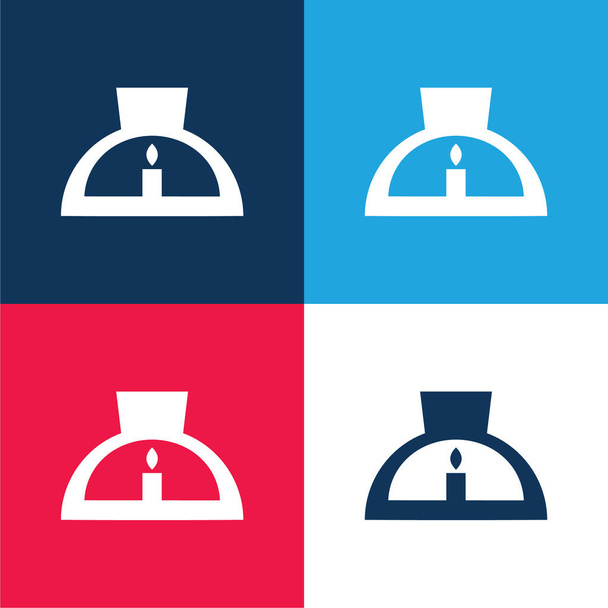 Aromatic Lamps blue and red four color minimal icon set - Vector, Image