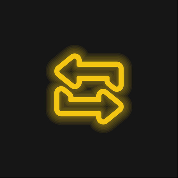 Βέλη Περίγραμμα Ζευγάρι κίτρινο λαμπερό νέον εικονίδιο - Διάνυσμα, εικόνα