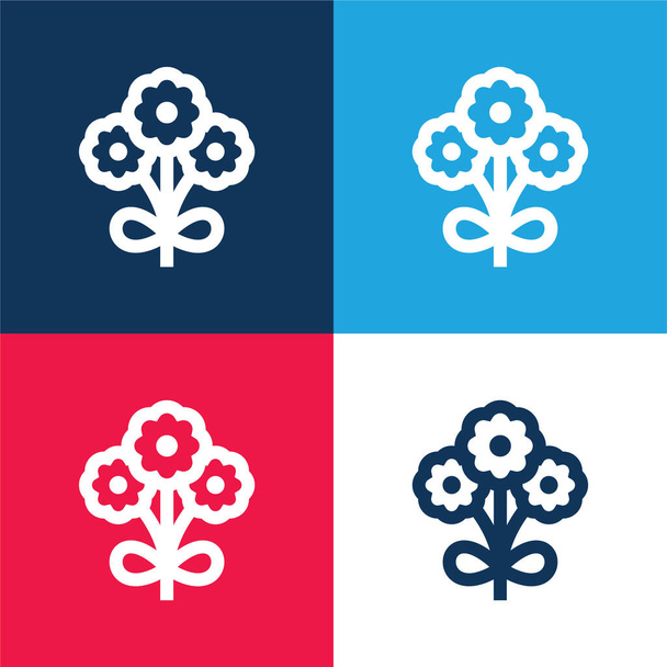 Bouquet blu e rosso set icona minimale quattro colori - Vettoriali, immagini
