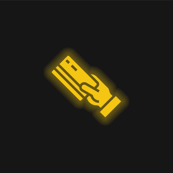 Atm yellow glowing neon icon - Vector, Image