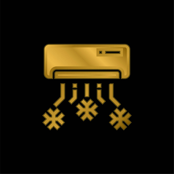 Air Conditioner gold plated metalic icon or logo vector - Vector, Image