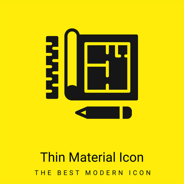 Blueprint mínimo ícone material amarelo brilhante - Vetor, Imagem