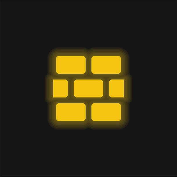 Brickwall yellow glowing neon icon - Vector, Image