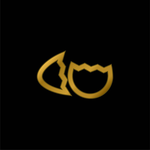 Яйце птахів зламано у двох частинах Начерки Символ золотого покриття металевий значок або вектор логотипу
 - Вектор, зображення
