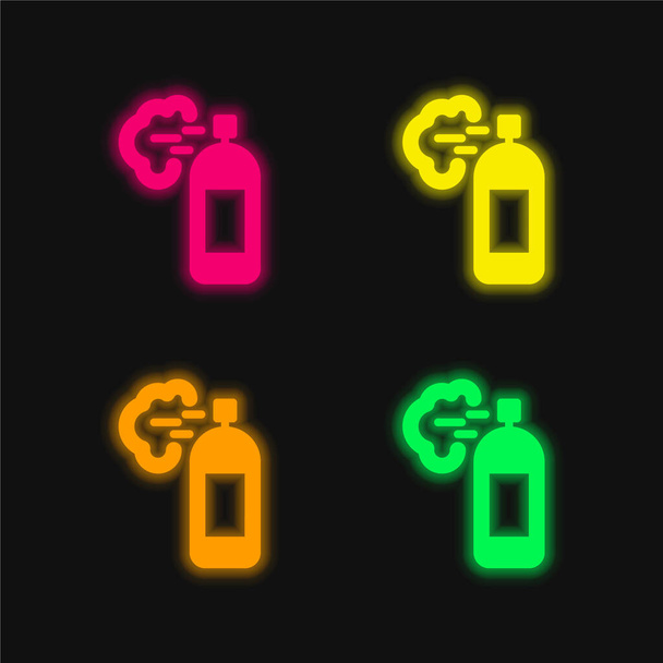 Légfrissítő négy színű izzó neon vektor ikon - Vektor, kép