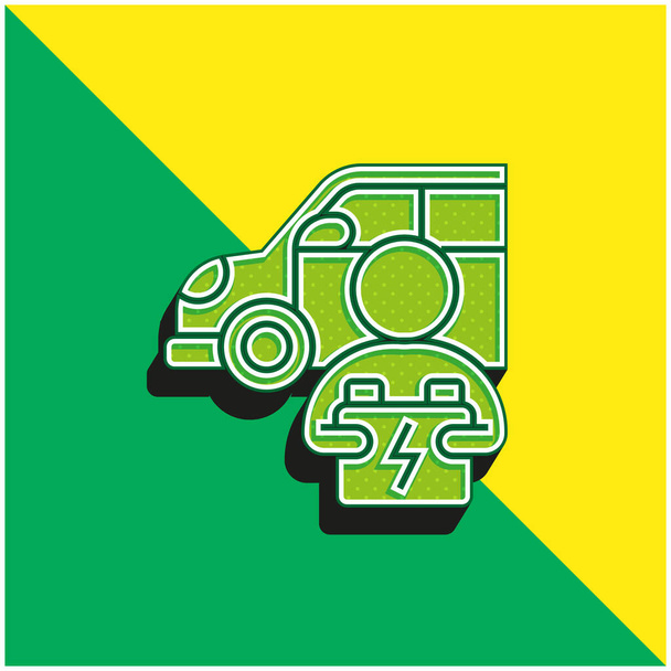 Batería verde y amarillo moderno vector 3d icono del logotipo - Vector, imagen