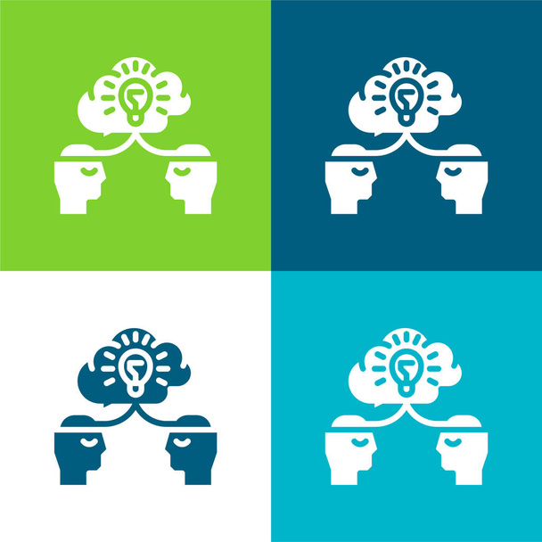 Brainstorm Flat conjunto de iconos mínimo de cuatro colores - Vector, Imagen