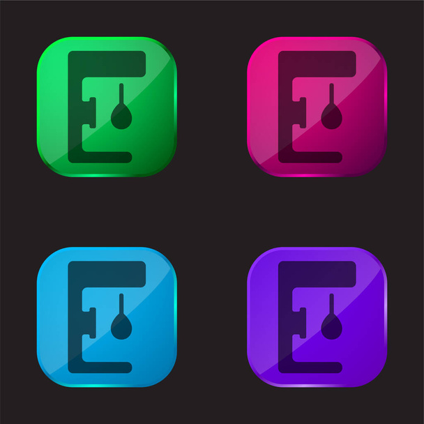 Boule de boxe icône de bouton en verre quatre couleurs - Vecteur, image