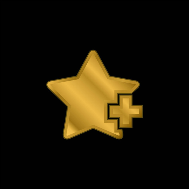 Add Favorite Star Interface Symbol gold plated metál ikon vagy logó vektor - Vektor, kép