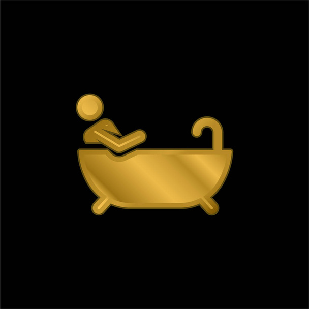 Banho banhado a ouro ícone metálico ou vetor logotipo - Vetor, Imagem