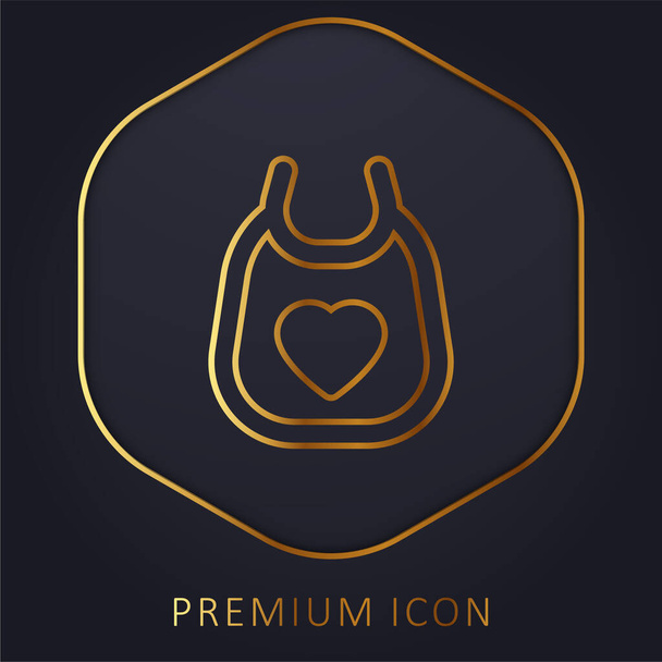 Baby Bib golden line premium logo or icon - Vector, Image