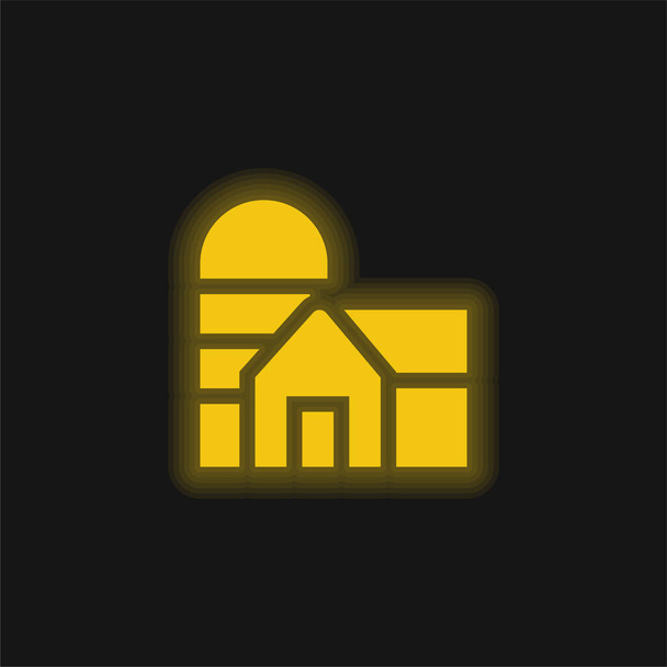 Barn yellow glowing neon icon - Vector, Image