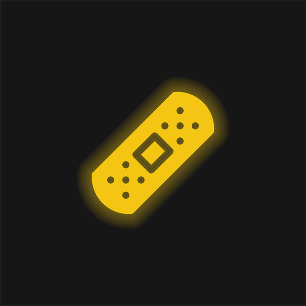 Band Aid icono de neón brillante amarillo - Vector, Imagen