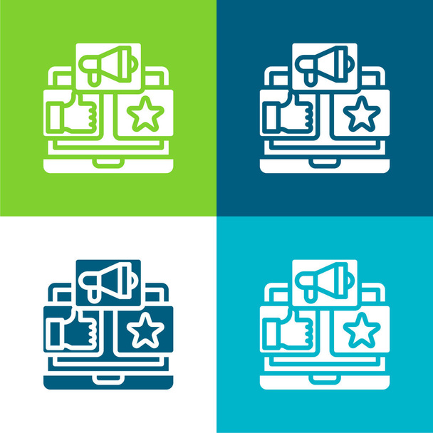 Publicidad Piso de cuatro colores mínimo icono conjunto - Vector, Imagen