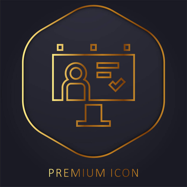 Billboard línea de oro logotipo premium o icono - Vector, imagen