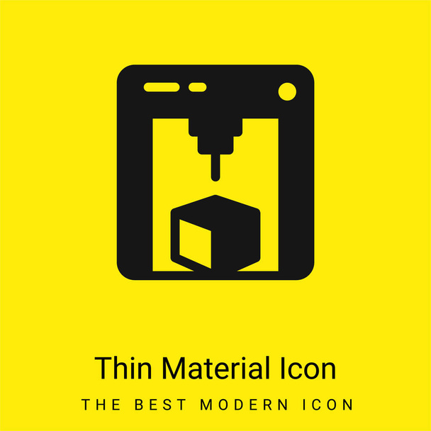 Ícone de material amarelo brilhante mínimo da impressora 3d - Vetor, Imagem