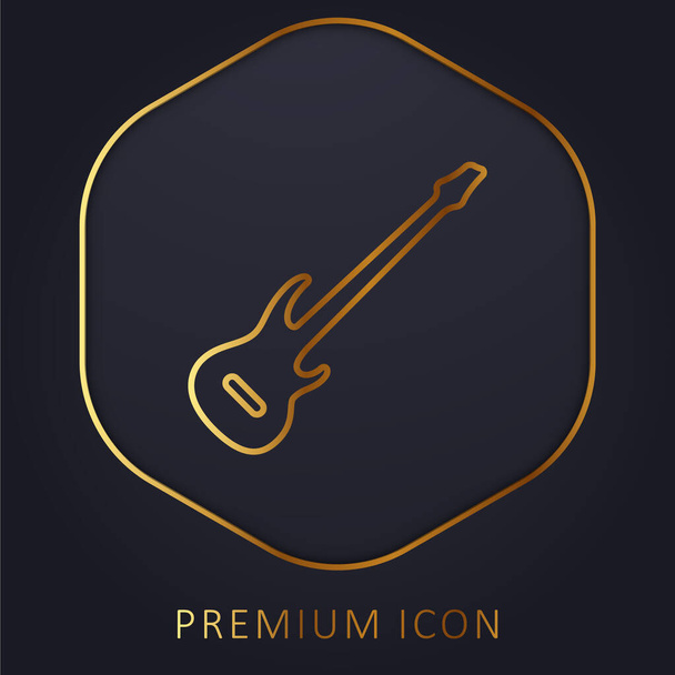 Bajo Guitarra línea dorada logotipo premium o icono - Vector, imagen