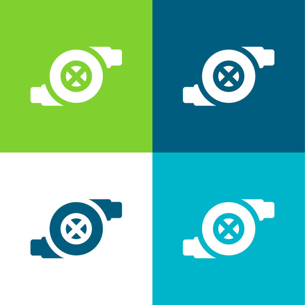 Set di icone minimali a quattro colori Flat filtro dell'aria - Vettoriali, immagini