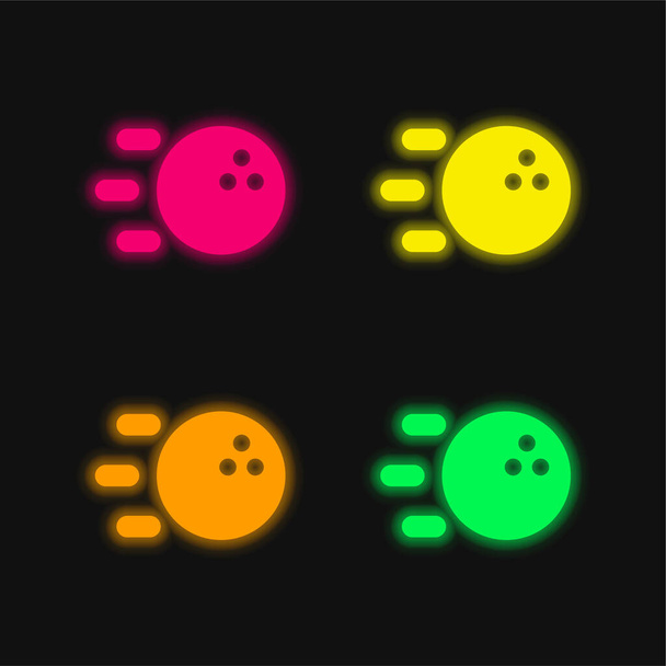 Боулінг чотирикольоровий світиться неоновий вектор значок
 - Вектор, зображення