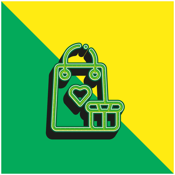 Laukku Vihreä ja keltainen moderni 3d vektori kuvake logo - Vektori, kuva