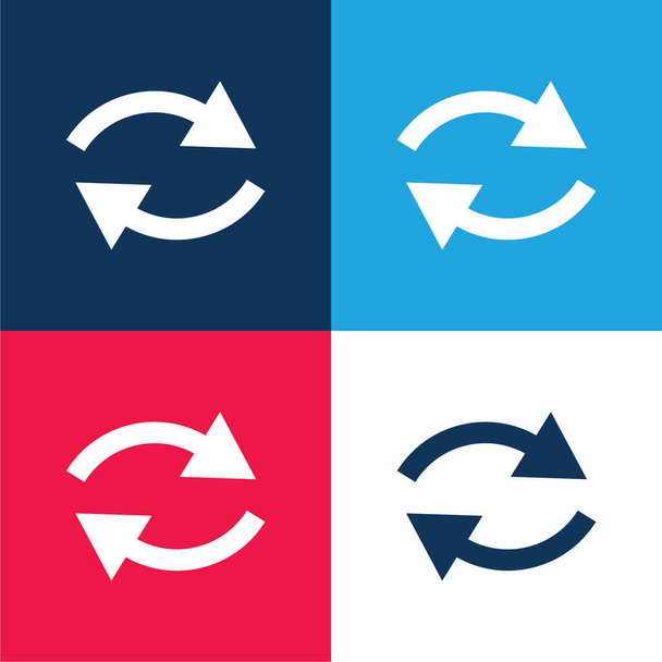 Flechas Pareja azul y rojo de cuatro colores mínimo icono conjunto - Vector, Imagen