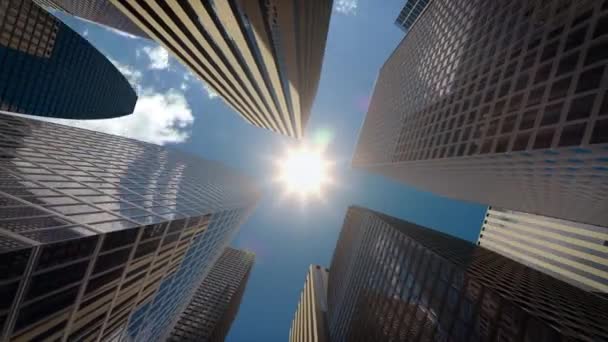 Irodaházak és felhőkarcolók az üzleti negyedben a Skyline timelapse ellen - Felvétel, videó