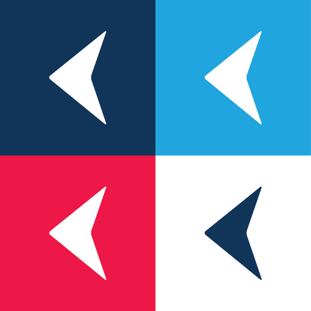 Flecha Apuntar Izquierda azul y rojo de cuatro colores mínimo icono conjunto - Vector, Imagen
