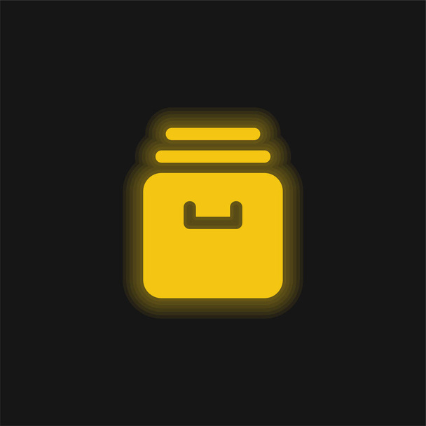 Archív sárga izzó neon ikon - Vektor, kép
