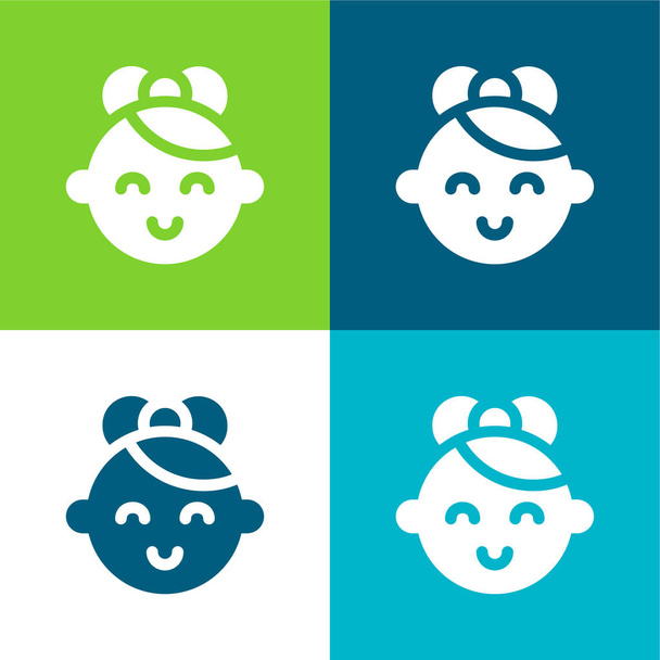 Conjunto de iconos mínimo de cuatro colores Baby Flat - Vector, imagen