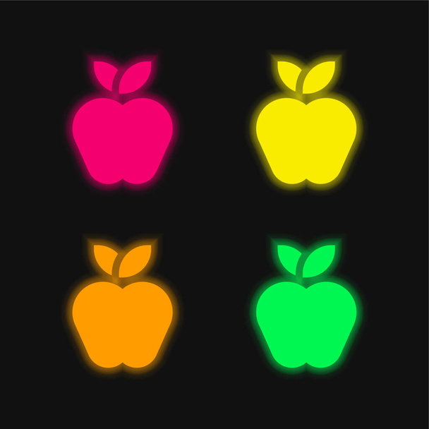 アップル4色の輝くネオンベクトルアイコン - ベクター画像