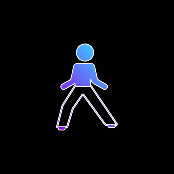 Menino em posição de defesa ícone de vetor gradiente azul - Vetor, Imagem