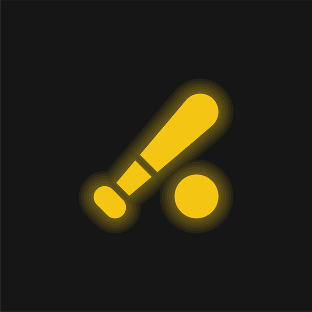 Baseball Chauve-souris jaune brillant icône néon - Vecteur, image
