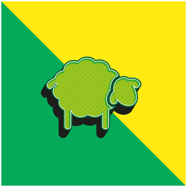 黒羊緑と黄色の現代的な3dベクトルアイコンのロゴ - ベクター画像